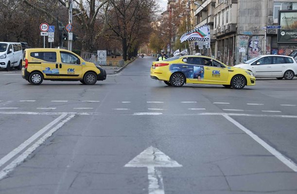 Таксиметрови шофьори излязоха на протест в София Снимка: Георги Палейков