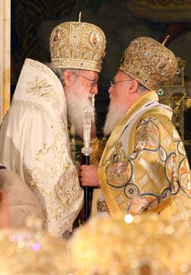 Дядо Неофит с Вселенския патриарх Вартоломей