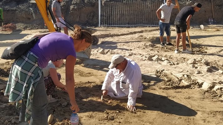 С мистрии и лопатки се разчиства пръстта, за да не се нарушат структурите.