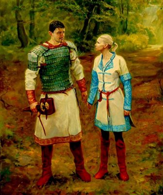 В социалните мрежи е публикувал и картина, на която е изобразен с жена си в средновековен стил.