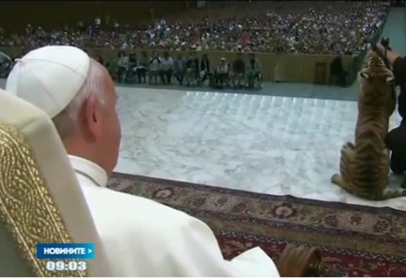 Папа Франциск се изправи лице в лице с тигър (видео)