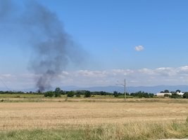 Сухи треви пламнаха край пловдивското село Царимир, черен дим се  вижда още от Труд