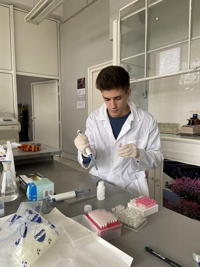 Николай помага на учени от БАН в разработката на гена PRM1.