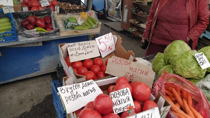 Розовият домат на борсата в Плодовитово е 2,50 лева. Сами вижте с очите си на какви цени върви в Пловдив.