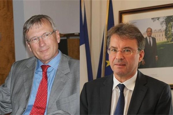 Матиас Хьопфнер, посланик на Германия (вляво) и Филип Отие, посланик на Франция