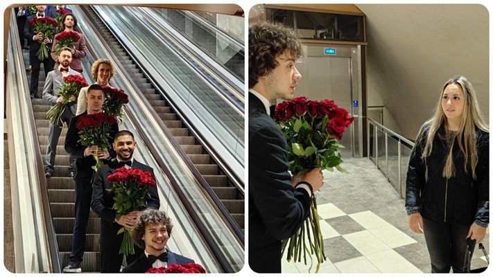 Млади ергенчета подаряват рози в метрото