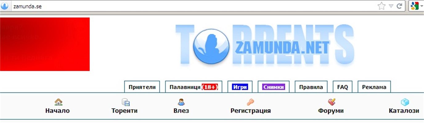 Факсимиле на Zamunda.Se, който "повтаря" дизайна на Zamunda.Net