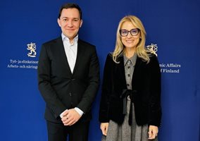 Министърът на иновациите и растежа Милена Стойчева и министърът на икономиката и заетостта на Финландия Виле Ридман Снимка: Министерство на иновациите и растежа
