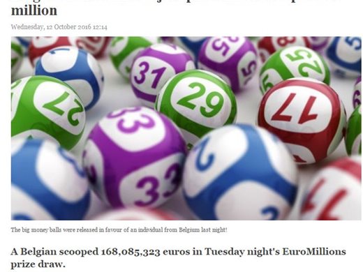 Метач в Брюксел спечели 168 млн.евро от лотария
