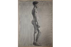 Етюд (гипсова фигура), 1942-1943, въглен, хартия, Музейна сбирка - Национална художествена академия