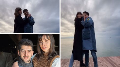 (ВИДЕО) Вижте как се гушкат и целуват Александър Кадиев и годеницата му