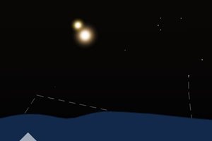 Така трябва да е изглеждало от София сближаването на Юпитер и Сатурн към 18,40 ч тази вечер, според сайта timeanddate.com.