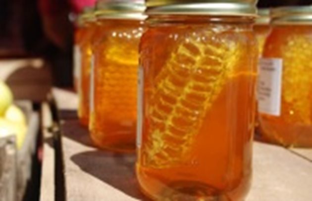 В случая имаме "пчелен мед с восъчна пита" - продукт, съдържащ едно или повече парчета восъчна пита.
