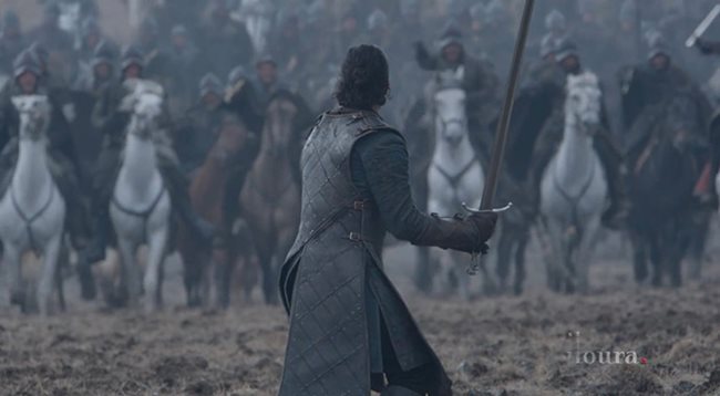 Кадър от девети епизод на 6-ия сезон на Game of Thrones, който спечели 7 емита. Много от ефектите в него са направени със софтуера, разработен от българите.