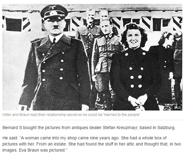 Хитлер и неговата съпруга Ева Браун. Факсимиле: Daily Express