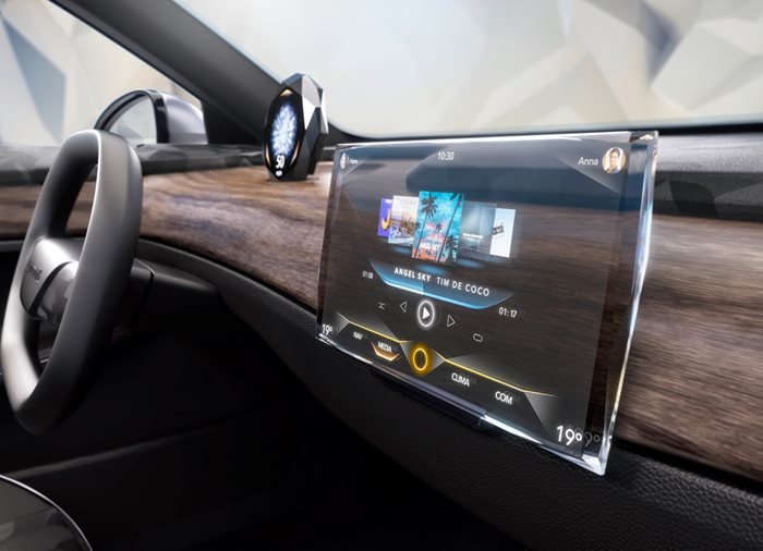 Прозрачният дисплей с кристали Swarovski е предназначен за колите на премиум марки. Снимка: Continental