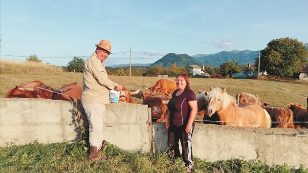 Макар че нямат никакъв опит като животновъди, Галя и Стефан буквално се влюбват в породата Шотландско високопланинско говедо и решават, че ще я отглеждат в стопанството си
СНИМКИ: МОМЧИЛ МИКОВ