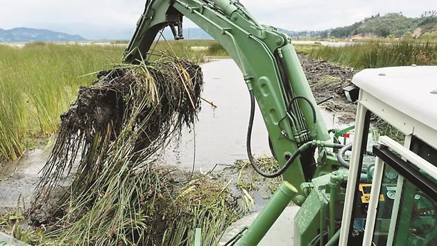 WaterMaster изгребва от водоем, събрани водни плевели и растения