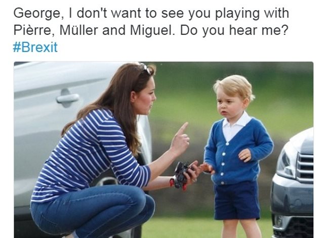 Кейт Мидълтън, която заръчва на принц Джордж да не си играе с деца от Европейския съюз