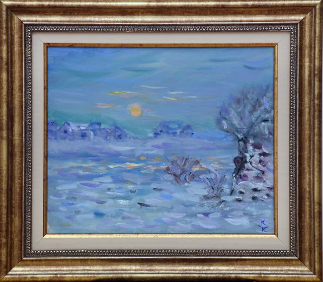 Един от пейзажите на Касабова, който ще бъде представен в изложбата и?, която се открива в сряда в столична галерия. Повечето от маслените и? картини са в пастелни тонове.