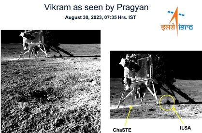 Индийският луноход изпрати на Земята снимка на спускаемия модул
