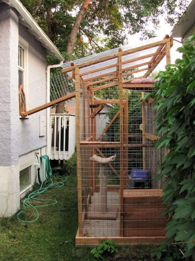 Catio заграждене за котки, с проходимост през прозореца 

Снимка: Pinterest