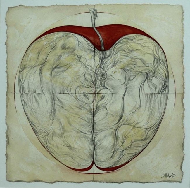 От изложбата му в Националния музей на Лихтенщайн през 2015 г., където участва с триптиха “Ябълка” (елемент).