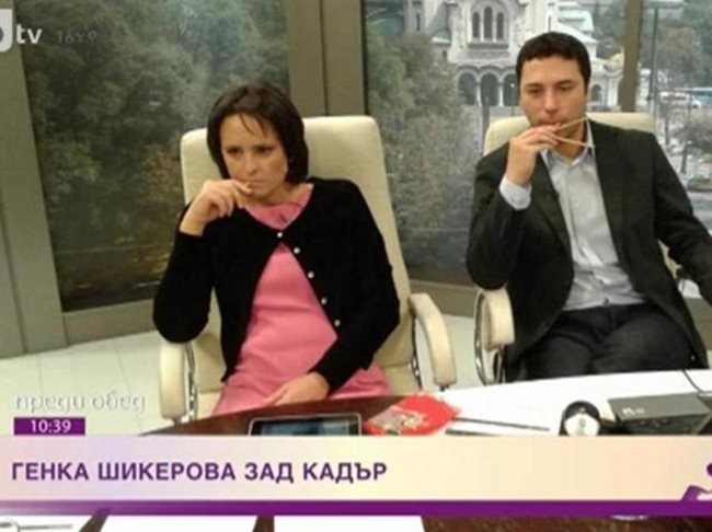 Генка Шикерова и Константин Караджов ядат солети по време на рекламите в студиото на “Тази сутрин”.

СНИМКА: БИ ТИ ВИ