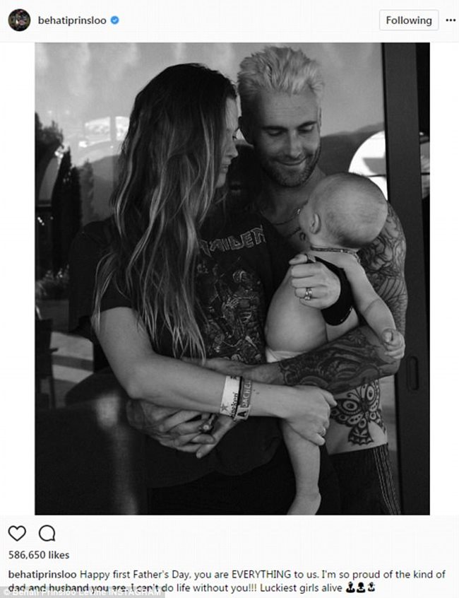 Вокалистът на Maroon 5 Адам Лъвийн и съпругата му Беати Принслу са в очакване на второто си дете. Снимка: Инстаграм/behatiprinsloo