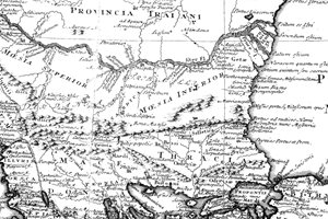 Тракийските земи в карта на Йохан Кристоф Харенберт (1741) (в десния край е изписан Марцианополис).