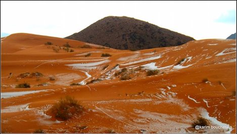 Сняг заваля в Сахара за първи път от близо 40 г. (Снимки)